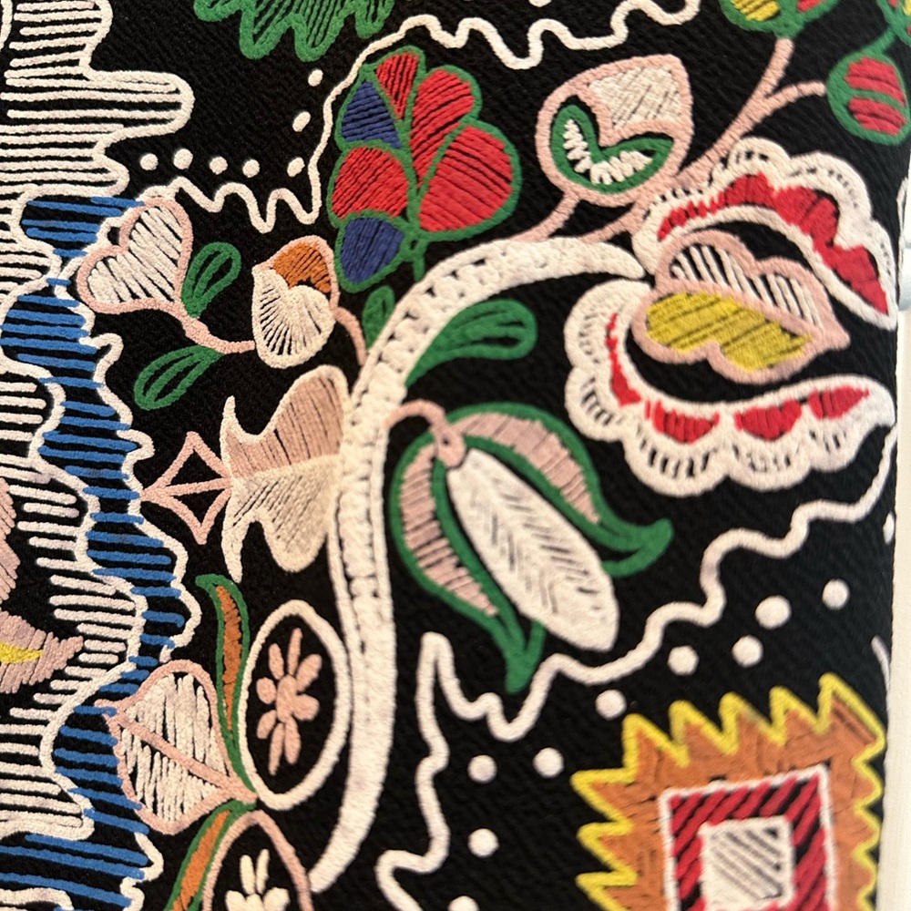 Zara Tribal Floral T shirt dress Colorful with Raised print Sz L - Picture 6 of 8